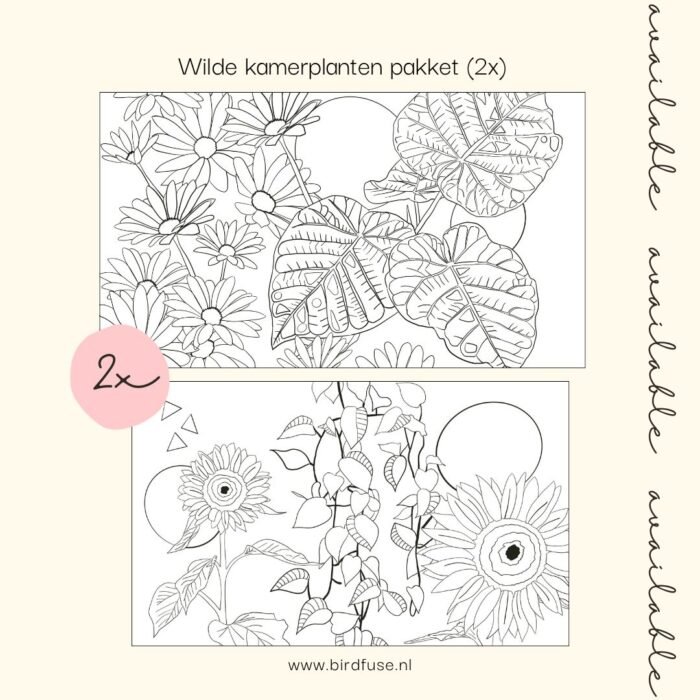 Wilde Kamerplanten - Kleurplaten Pakket (2x) - Afbeelding 6