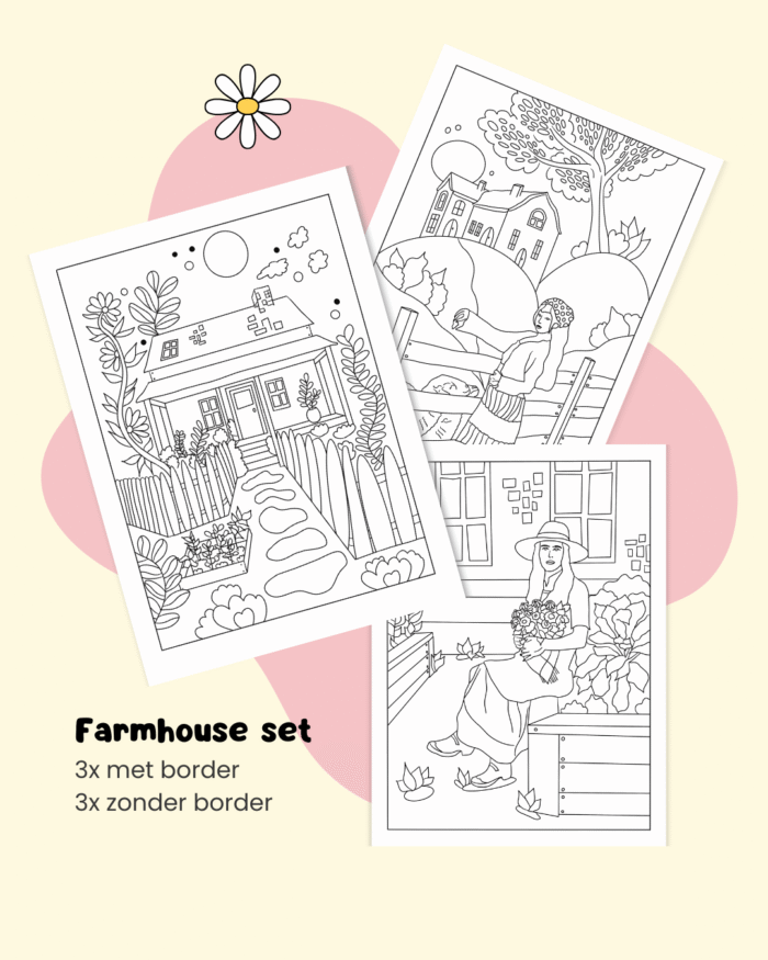 Kleurplaten Set - Farmhouse - (3x)