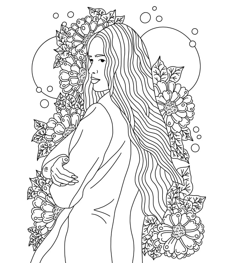 Kleurplaat portret bloemen en planten