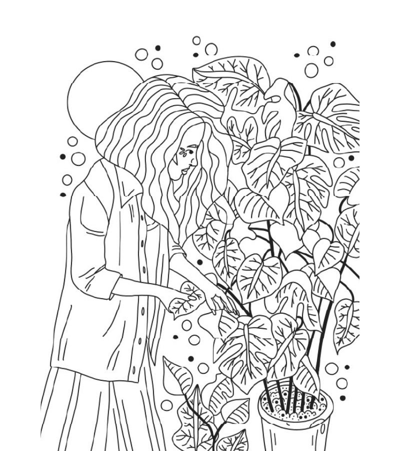monstera kleurplaat