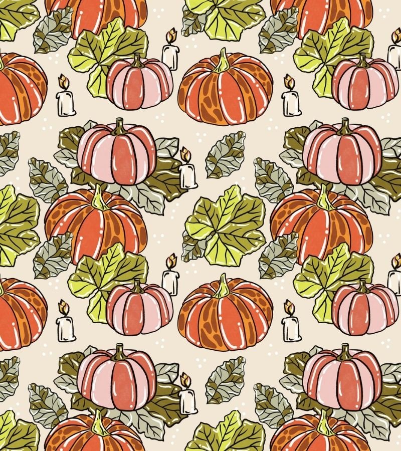 Pompoen illustratie - Naadloos patroon - 3pack - Afbeelding 3